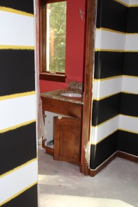 A view from Frankie's room into her bath.  Love the way the stripes turned out!