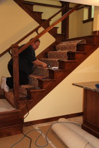 The carpet runner going in.