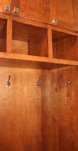 mud room cubbies with hardware in place!