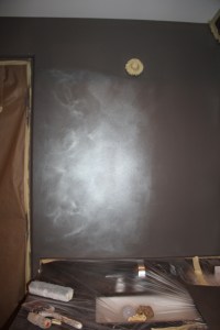 bad shot of the bathroom faux finish in progress